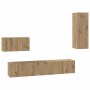 Mueble de TV de Pared 4 pcs Roble artisan 200 x 30 x 30 cm