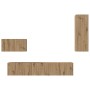 Mueble de TV de Pared 4 pcs Roble artisan 200 x 30 x 30 cm