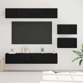 Conjunto de mueble de TV 6 pcs Roble negro 80 x 30 x 30 cm