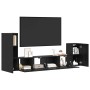 Mueble de TV de Pared 4 pcs Roble negro Madera contrachapada