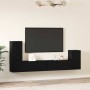 Mueble de TV de Pared 4 pcs Roble negro Madera contrachapada