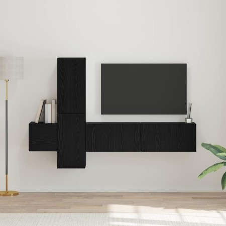 Conjunto de mueble de TV 5 pcs Roble negro 181 x 30 x 120 cm