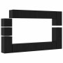 Conjunto de mueble de TV 9 pcs Roble negro Madera contrachapada