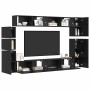 Conjunto de mueble de TV 9 pcs Roble negro Madera contrachapada