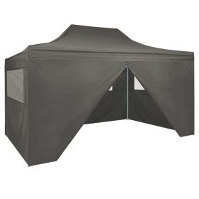 Carpa plegable profesional 4 paredes acero gris antracita 3x4 m