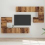 Conjunto de mueble de TV Montaje en la pared 8 pcs Madera vieja