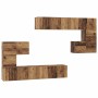 Conjunto de mueble de TV Montaje en la pared 8 pcs Madera vieja