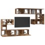 Conjunto de mueble de TV Montaje en la pared 8 pcs Madera vieja