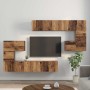 Conjunto de mueble de TV Montaje en la pared 8 pcs Madera vieja