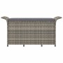 Banco de jardín con cojín ratán sintético gris 116x46x57 cm