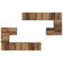 Conjunto de mueble de TV Montaje en la pared 8 pcs Madera vieja