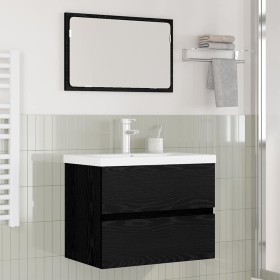 Juego de muebles de baño 3 pcs Roble negro 60 x 38.5 x 45 cm