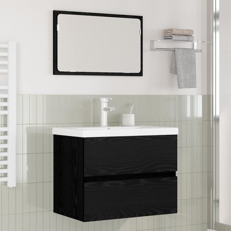 Juego de muebles de baño 3 pcs Roble negro 60 x 38.5 x 45 cm