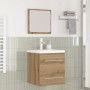 Juego de muebles de baño 2 pcs Roble negro 41 x 38.5 x 48 cm