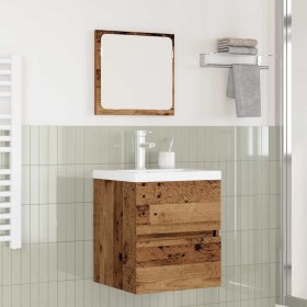 Juego de muebles de baño 3 pcs Madera vieja y blanca Mediano
