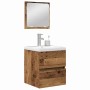 Juego de muebles de baño 3 pcs Madera vieja y blanca Mediano