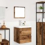 Juego de muebles de baño 3 pcs Madera vieja y blanca Mediano