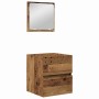 Juego de muebles de baño 3 pcs Madera vieja y blanca Mediano