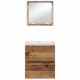 Juego de muebles de baño 3 pcs Madera vieja y blanca Mediano