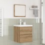 Juego de muebles de baño 3 pcs Roble Negro y Blanco Estándar