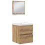 Juego de muebles de baño 3 pcs Roble Negro y Blanco Estándar