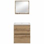 Juego de muebles de baño 3 pcs Roble Negro y Blanco Estándar