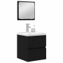 Juego de muebles de baño 3 pcs Roble artesanal y blanco Mediano