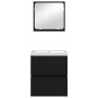 Juego de muebles de baño 3 pcs Roble artesanal y blanco Mediano
