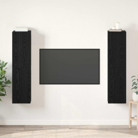 Conjunto de Muebles para Televisión 4 pcs Roble negro