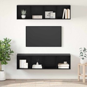 Conjunto de mueble de TV 2 pcs Roble negro 37 x 37 x 142.5 cm