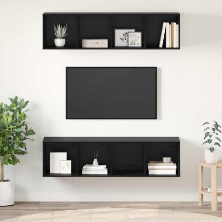 Conjunto de mueble de TV 2 pcs Roble negro 37 x 37 x 142.5 cm