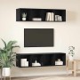 Mueble de TV de Pared 4 pcs Roble negro 37 x 37 x 72 cm