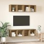 Mueble de TV de Pared 4 pcs Roble artisan 37 x 37 x 72 cm