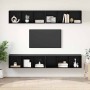 Mueble de TV de Pared 4 pcs Roble negro 37 x 37 x 107.5 cm