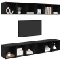 Mueble de TV de Pared 4 pcs Roble negro 37 x 37 x 107.5 cm