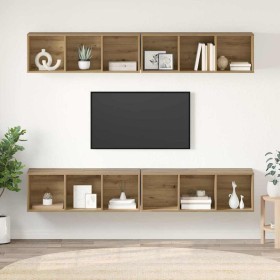 Mueble de TV de Pared 4 pcs Roble artisan 37 x 37 x 107.5 cm
