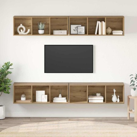 Mueble de TV de Pared 4 pcs Roble artisan 37 x 37 x 107.5 cm