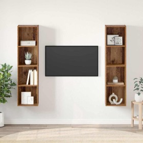 Gabinete de TV 2 pcs Marrón 37 x 37 x 142.5 cm