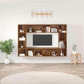 Gabinete de TV 4 pcs Marrón 37 x 37 x 142.5 cm