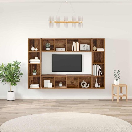 Gabinete de TV 4 pcs Marrón 37 x 37 x 142.5 cm