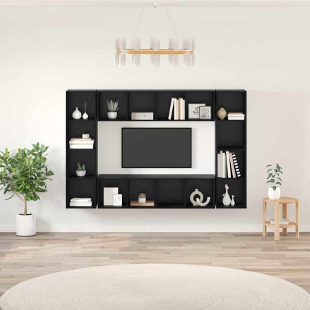 Gabinete de TV 4 pcs Negro 37 x 37 x 142.5 cm