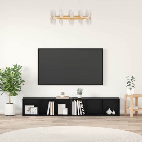 Conjunto de mueble de TV 2 pcs Roble Negro Madera contrachapada