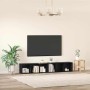 Conjunto de mueble de TV 2 pcs Roble Negro Madera contrachapada