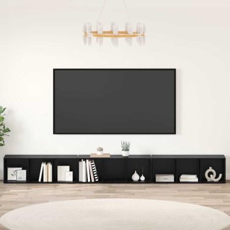 Gabinete de TV 3 pcs Roble negro 37 x 35 x 107.5 cm