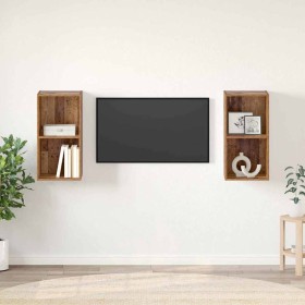 Mueble de TV de Pared 2 pcs Madera envejecida 37 x 37 x 72 cm