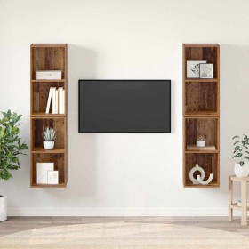 Mueble de TV de Pared 4 pcs Madera envejecida 37 x 37 x 72 cm