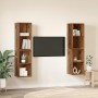 Mueble de TV de Pared 4 pcs Madera envejecida 37 x 37 x 72 cm