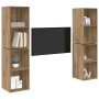 Mueble de TV de Pared 4 pcs Roble artesanal 37 x 37 x 72 cm