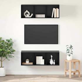 Gabinetes para TV Montados en la Pared 2 pcs Roble negro