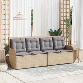 Banco de jardín con cojín Beige Poliratán